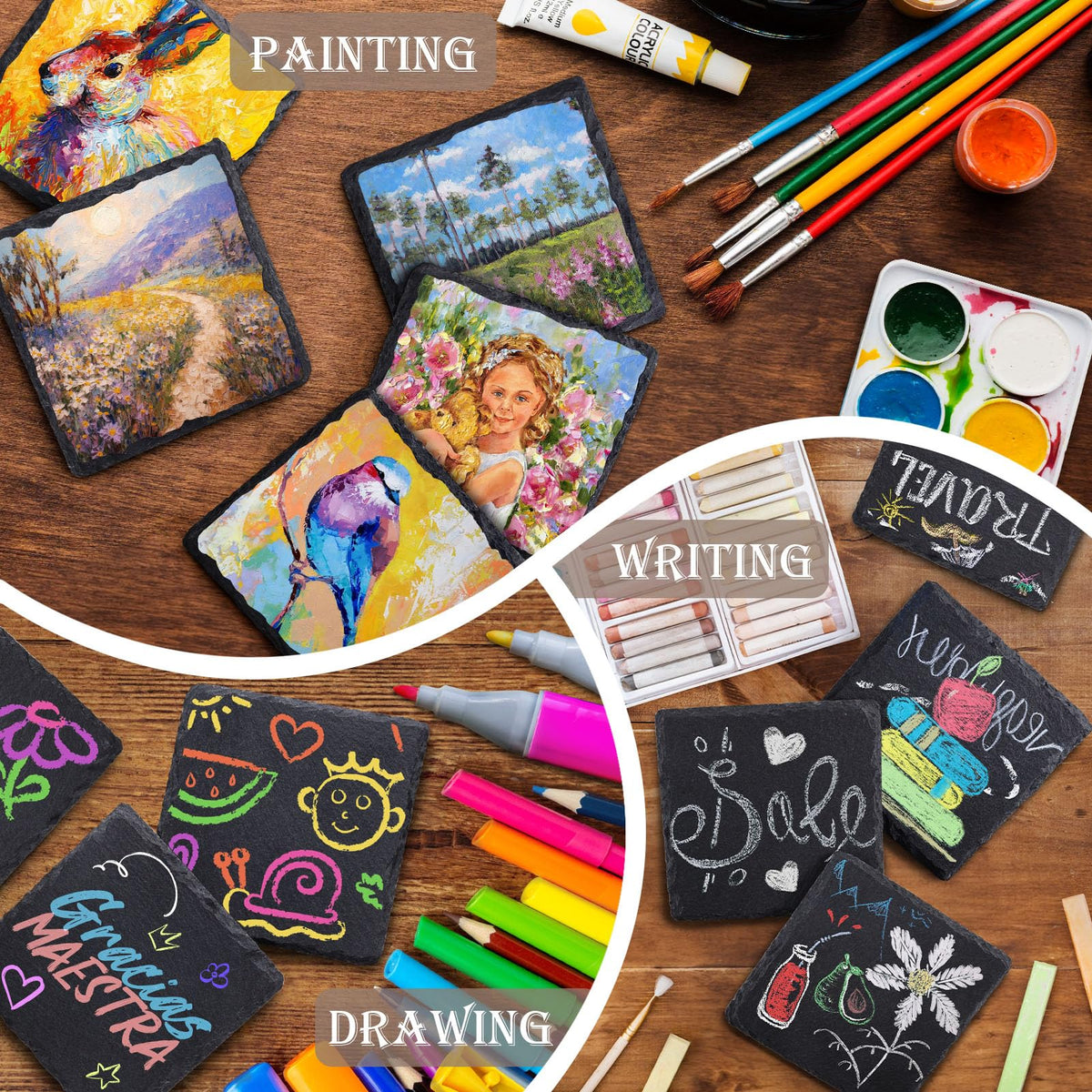 GOH DODD slate coasters gift-ready pack highlights versatile gifting options.