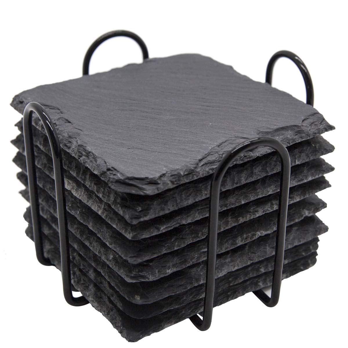 GOH DODD slate coasters with metal holder protecting surfaces in style