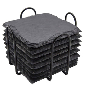 GOH DODD slate coasters with metal holder protecting surfaces in style