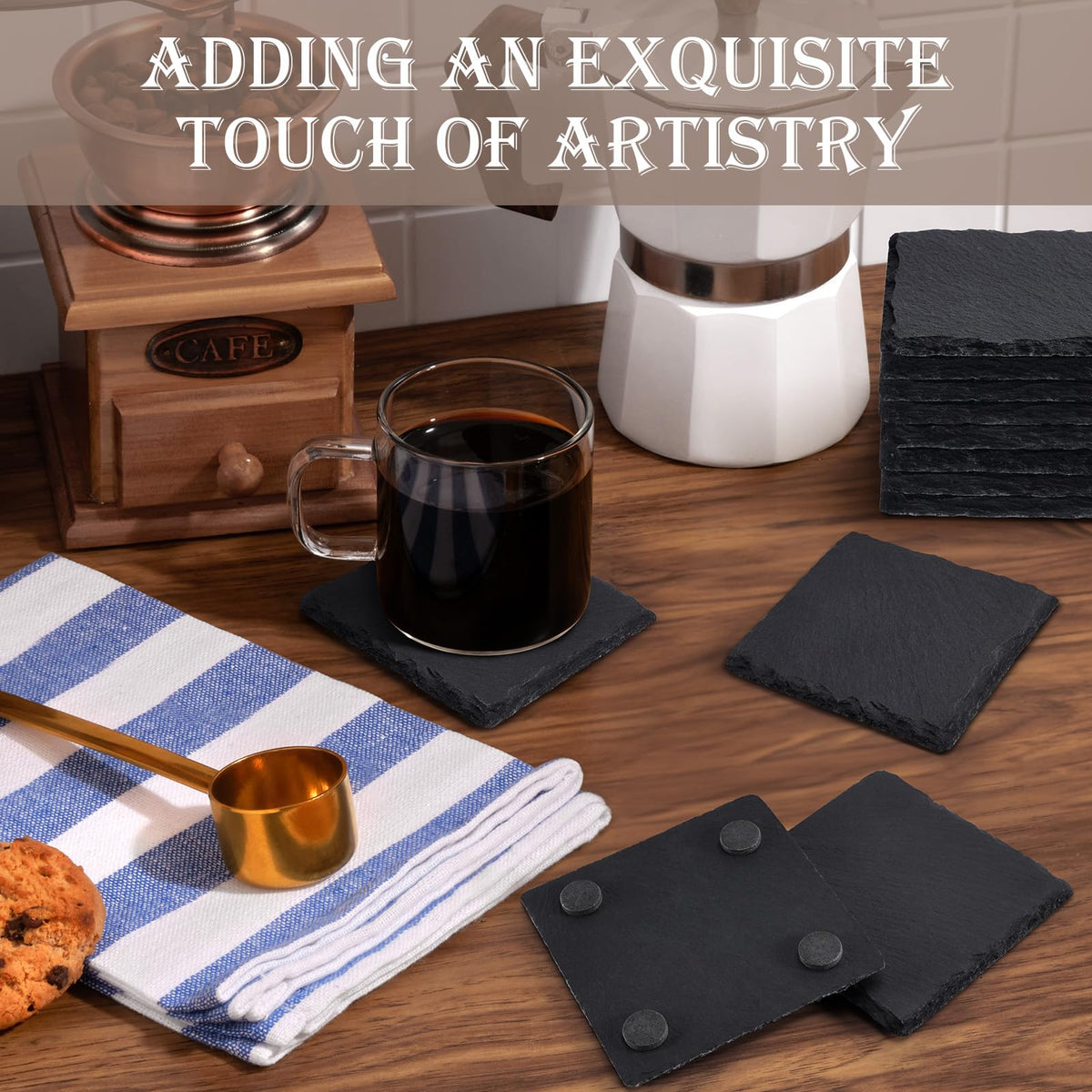GOH DODD slate coasters for wedding table settings showcase refined decor.