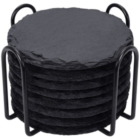 GOH DODD slate drink coasters with metal holder protect surfaces and elevate decor.