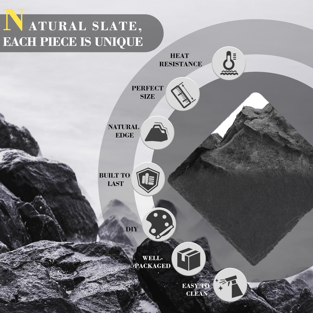 Unique natural slate patterns on each GOH DODD coaster