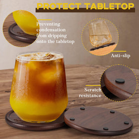 GOH DODD walnut coaster with 4-inch diameter fits most cups.