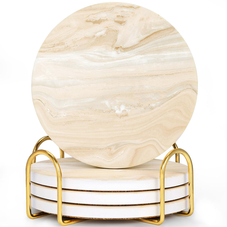 GOH DODD ceramic round coasters with absorbent surface for drinks