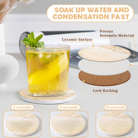 GOH DODD ceramic coasters shown with gold holder adding elegance