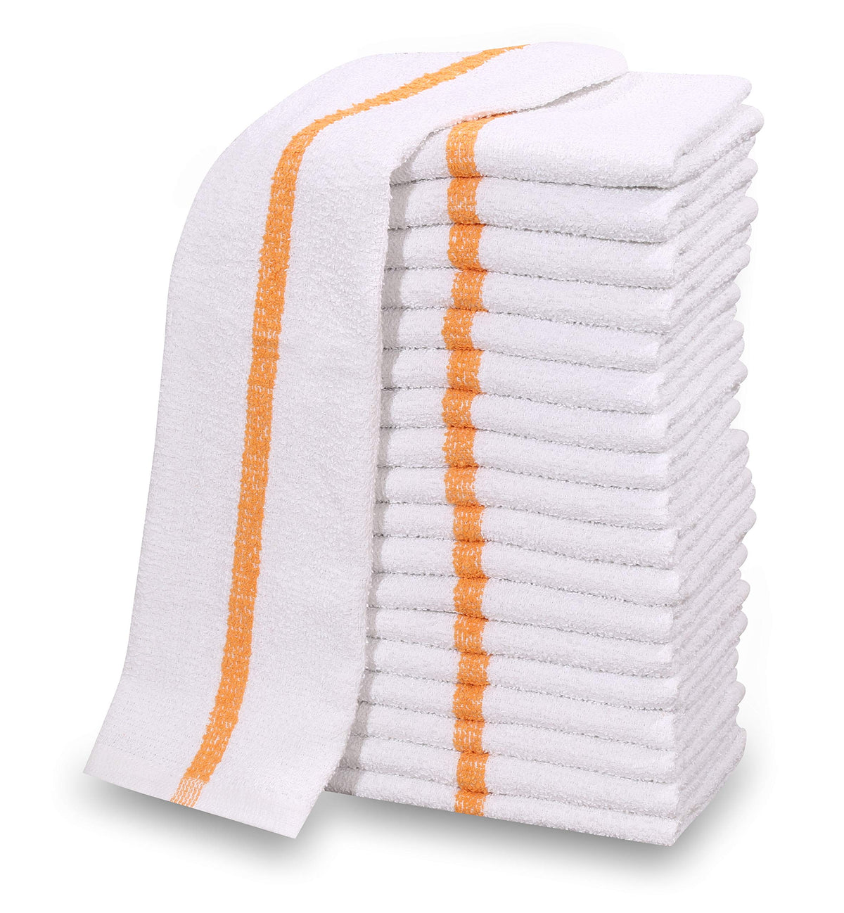 Gold Textiles 12pc white bar mop towels front view; highly absorbent for busy kitchens.
