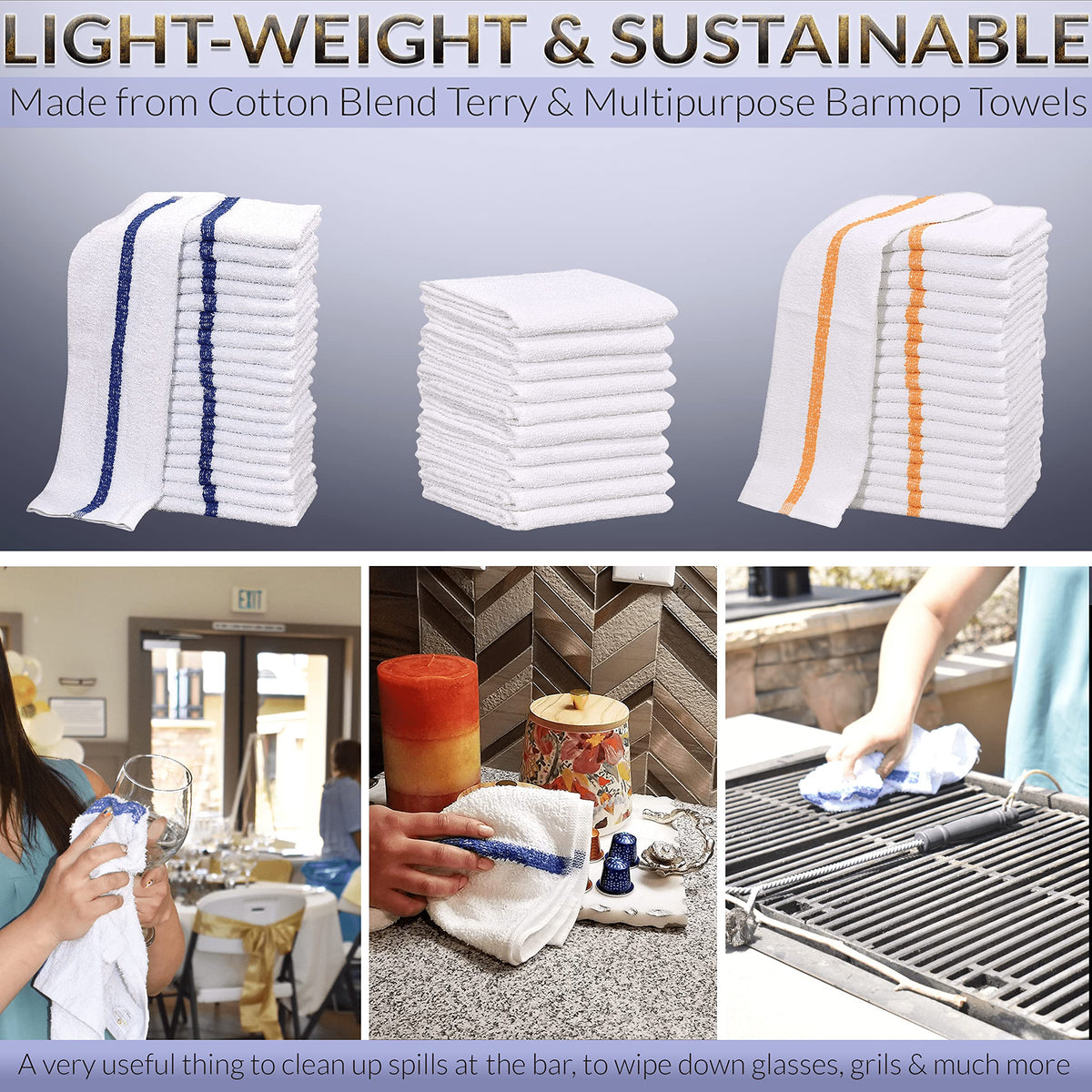 GOLD TEXTILES white bar mop used for drying dishes in kitchen