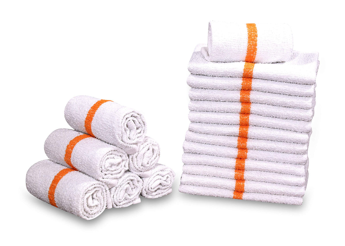 Gold Textiles white bar mop towels packaged for restaurant supply chains.