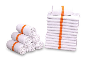 Gold Textiles white bar mop towels packaged for restaurant supply chains.