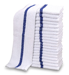GOLD TEXTILES white bar mop towel with blue stripe for fast drying