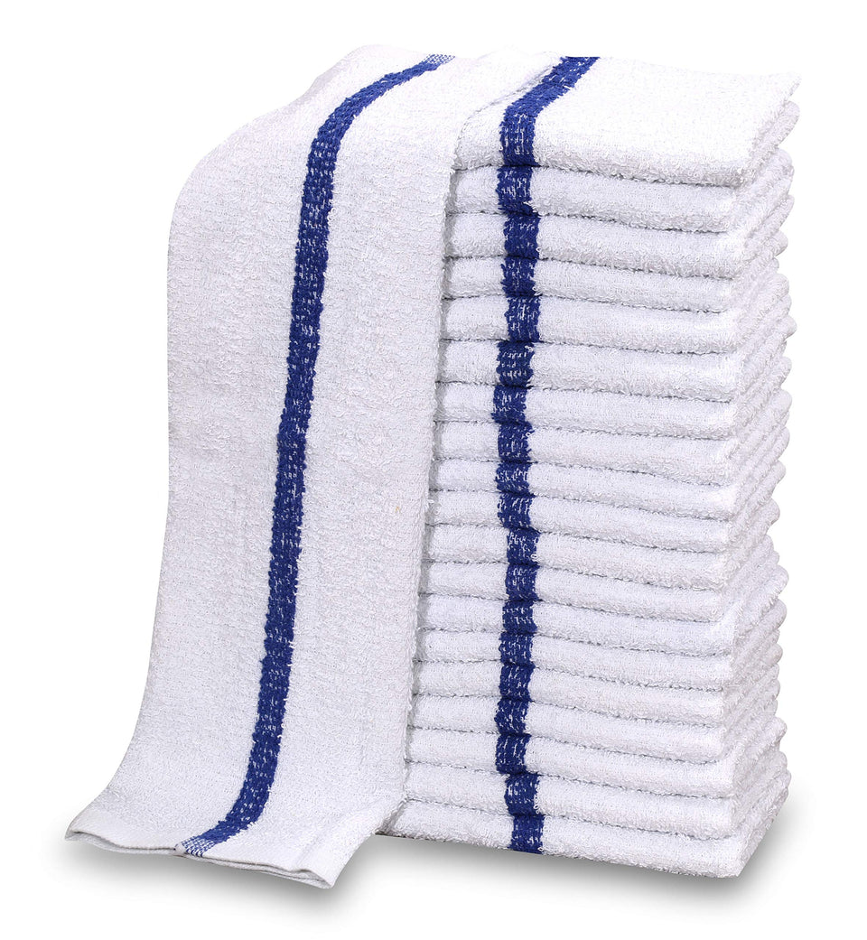 GOLD TEXTILES white bar mop towel with blue stripe for fast drying