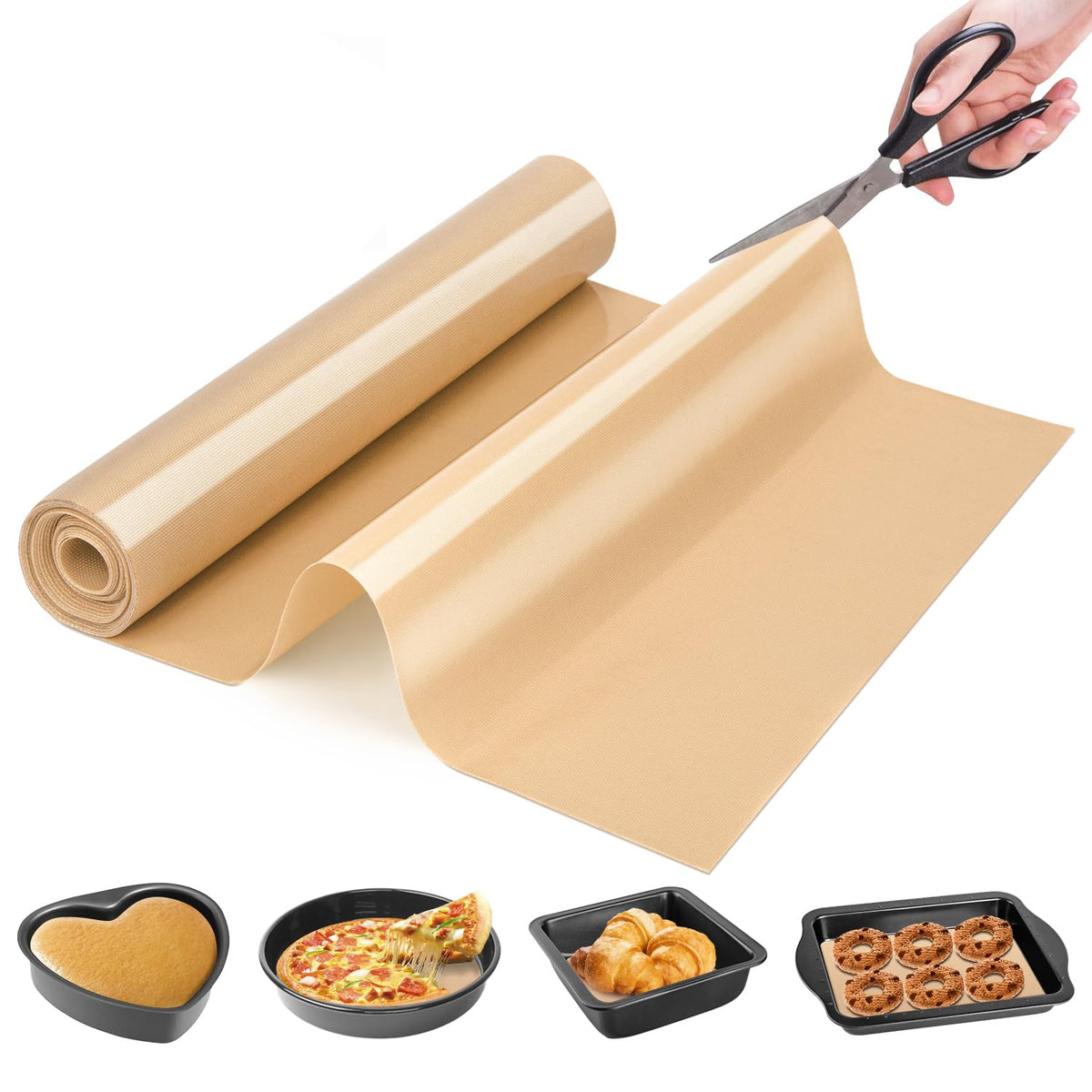 Goldeer silicone baking mat roll with heat-resistant surface for oven use.