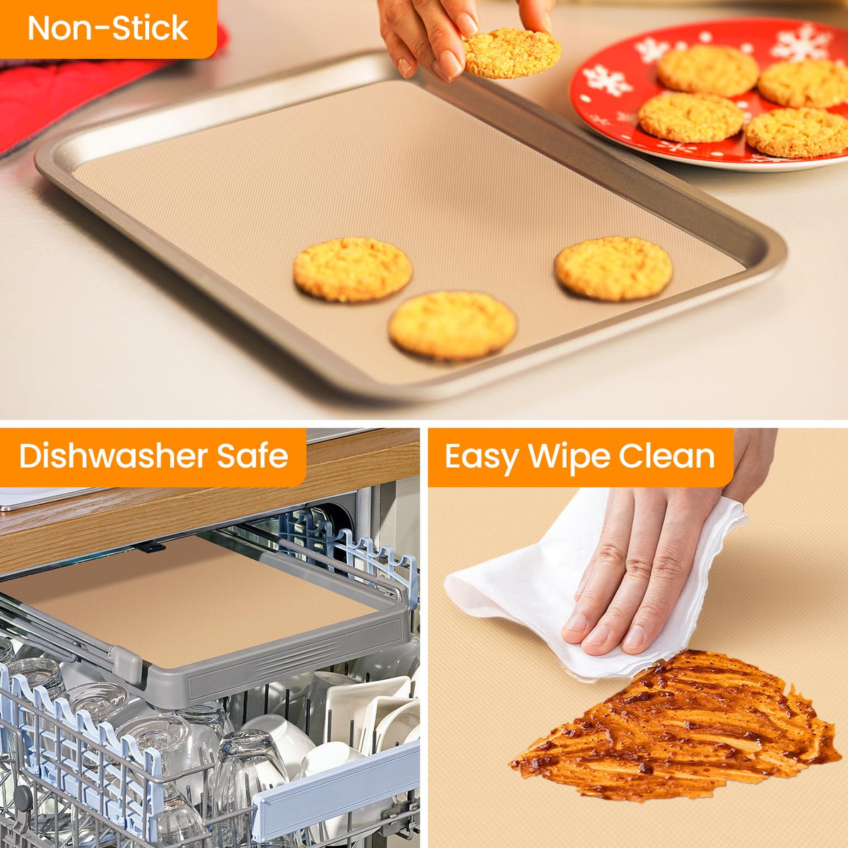 Goldeer mat roll features a non-slip bottom to stabilize dough on counters.