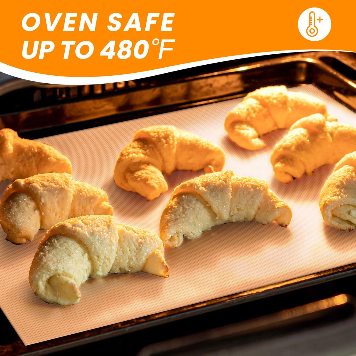 Goldeer silicone baking mat roll shown with non-stick surface for easy release.