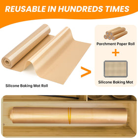 Goldeer mat roll tolerates oven and freezer temperatures for versatility.