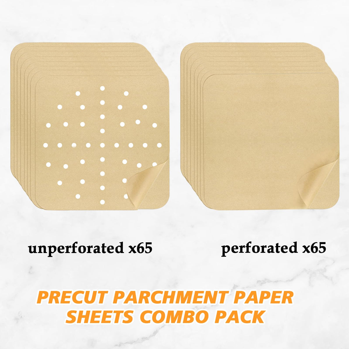 Golden Associate perforated parchment liners, 65 pieces, ready for drip-free air frying