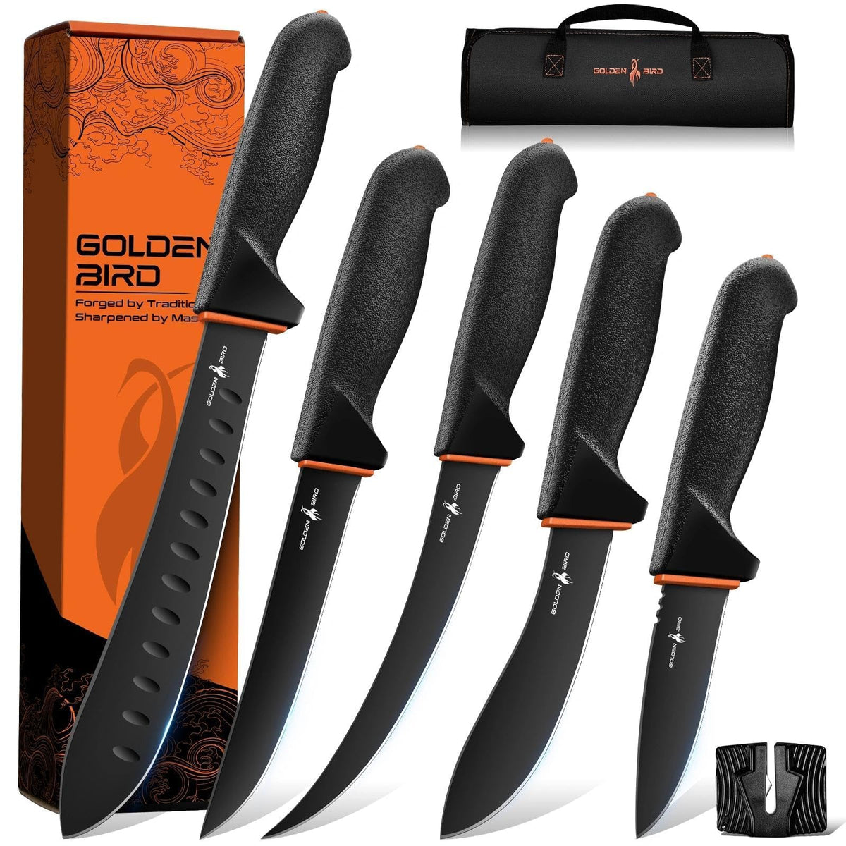 Golden Bird 8-inch butcher knife for clean, precise meat breakdown.