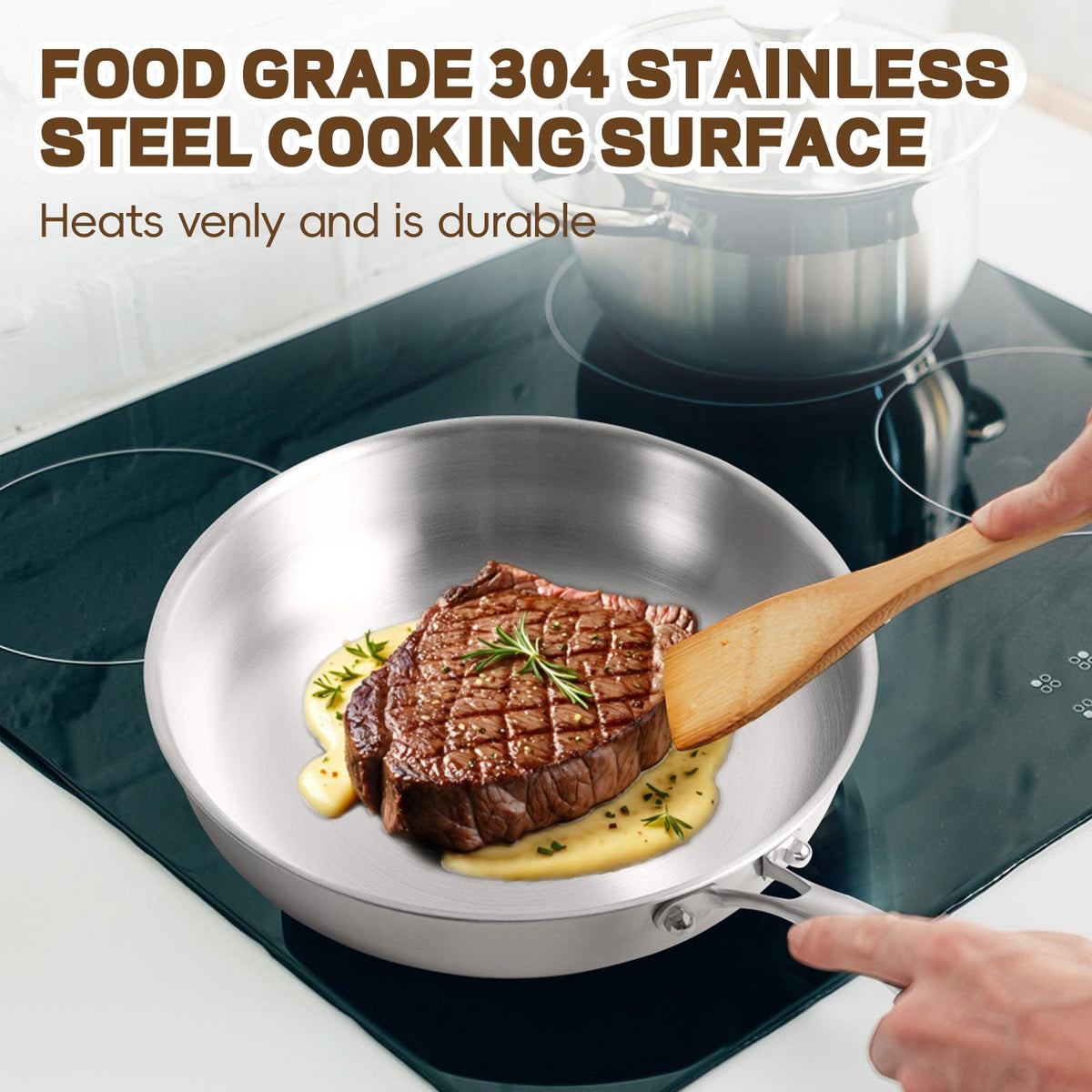 GOLDEN KEY 12-inch pan on stove showing cooktop compatibility