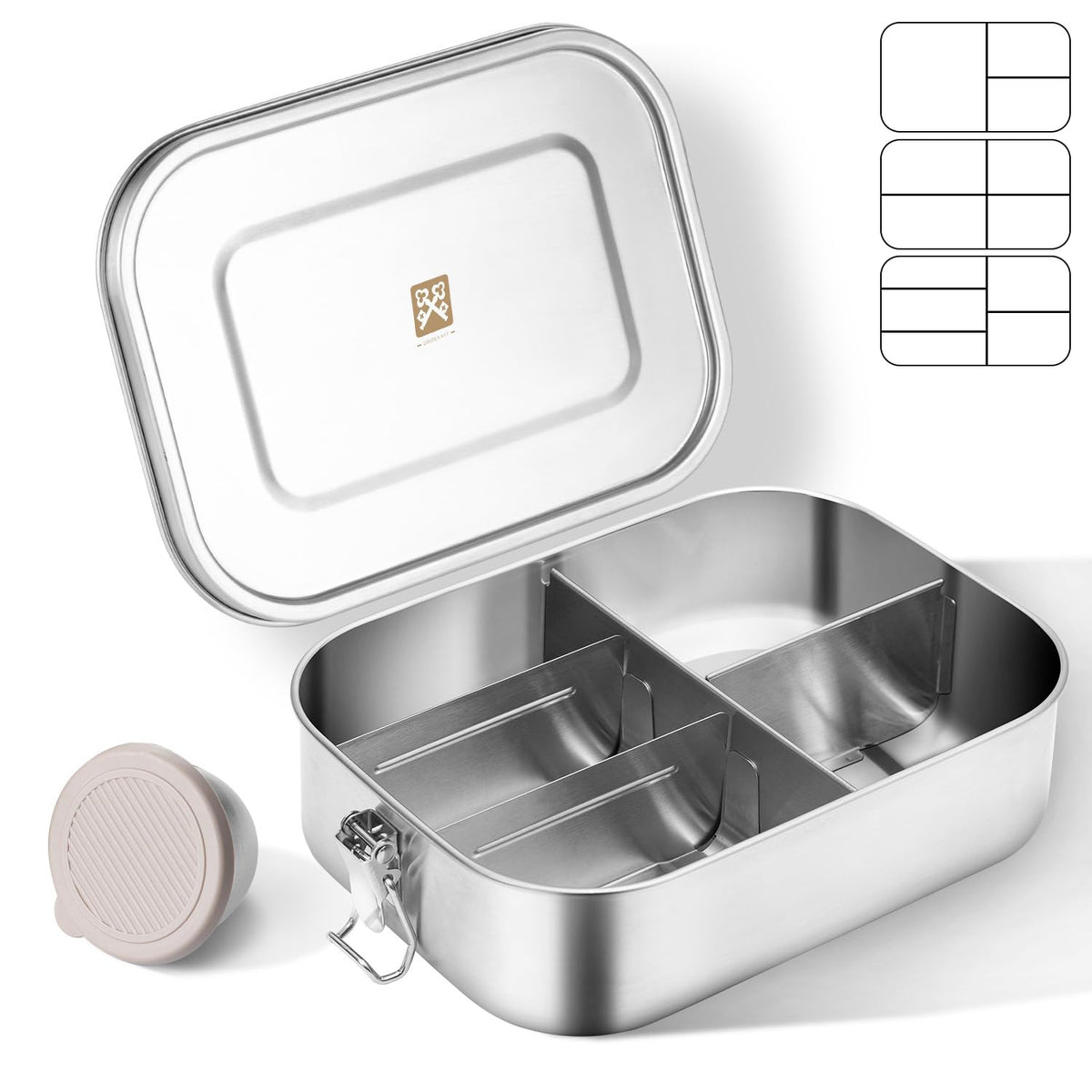 GOLDEN KEY 47QZ stainless steel bento box front view for durable daily meals