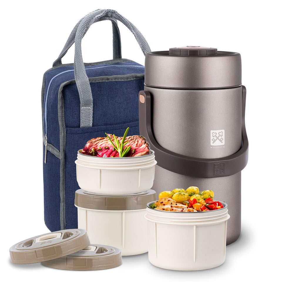 Golden Key 87oz thermo hot food barrel preserves heat for hours, ideal on the go.