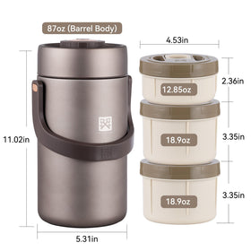 Golden Key 87oz thermo stackable bento boxes keep portions organized for transport.