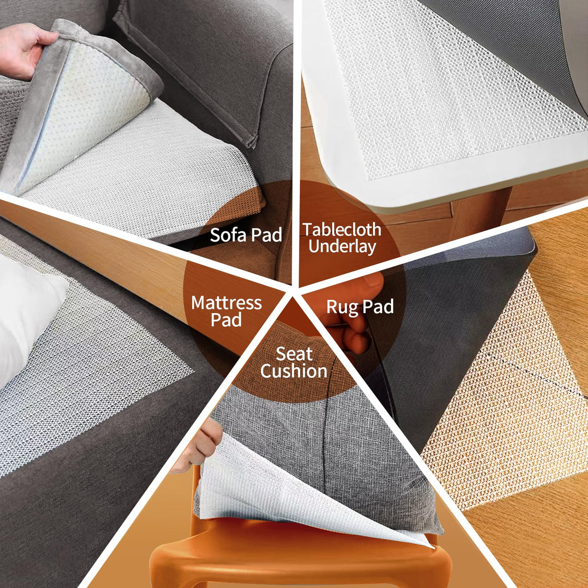 Goldenpasinee mesh-textured surface offers strong grip and breathable protection for floors.