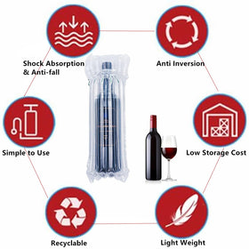 Goldhik air-column cushion bag demonstrates 3.5-inch diameter fit for standard 33 oz bottles