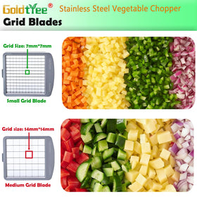 Goldtree Vegetable Chopper container with lid catches chopped pieces neatly.