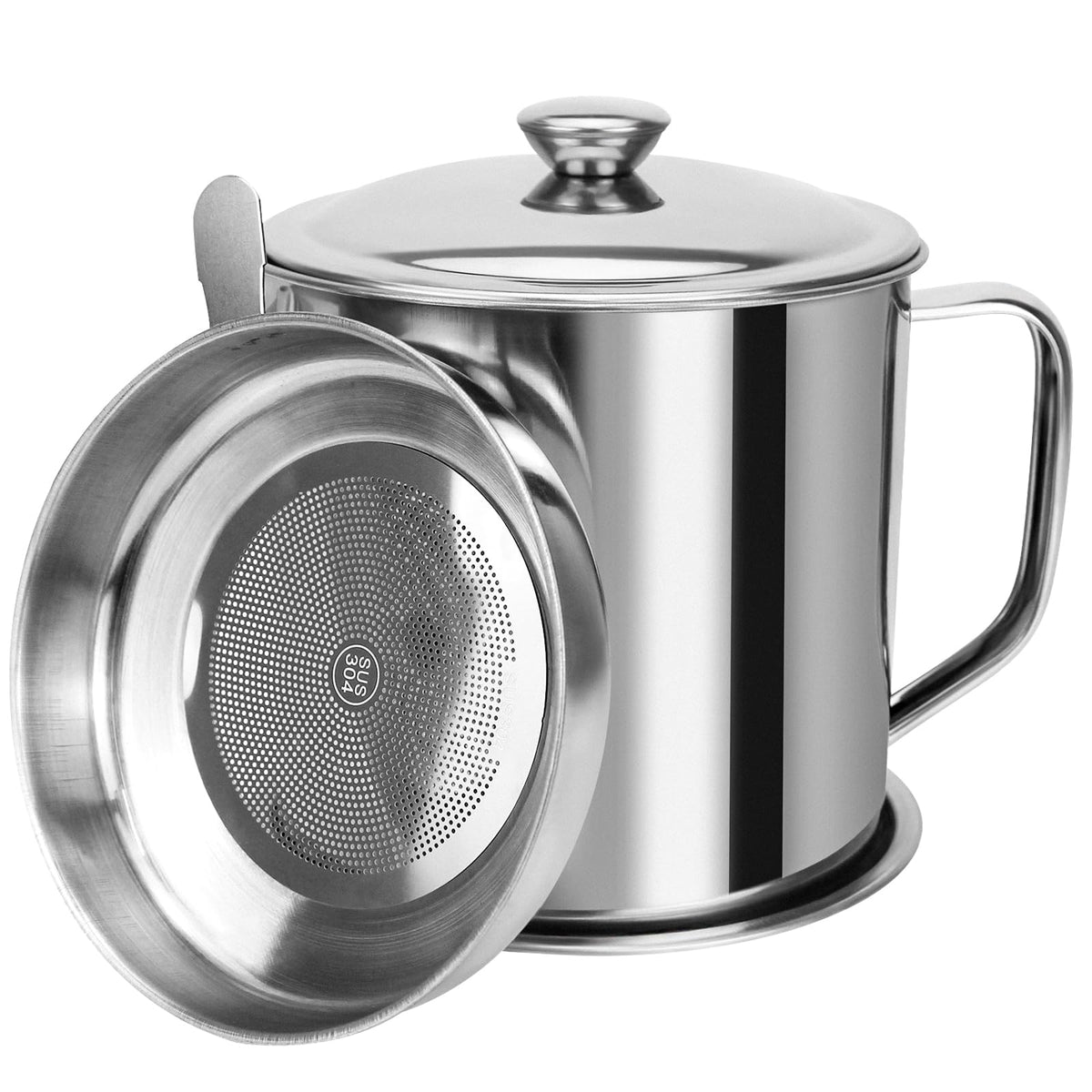 GOLF bacon grease container with strainer for easy oil storage and filtration.