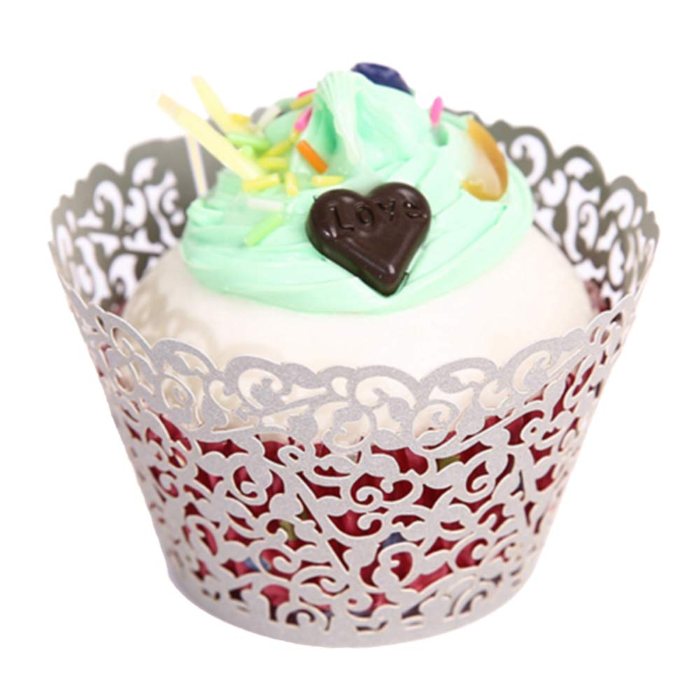 GOLF filigree lace wrapper in ivory enhances wedding dessert displays
