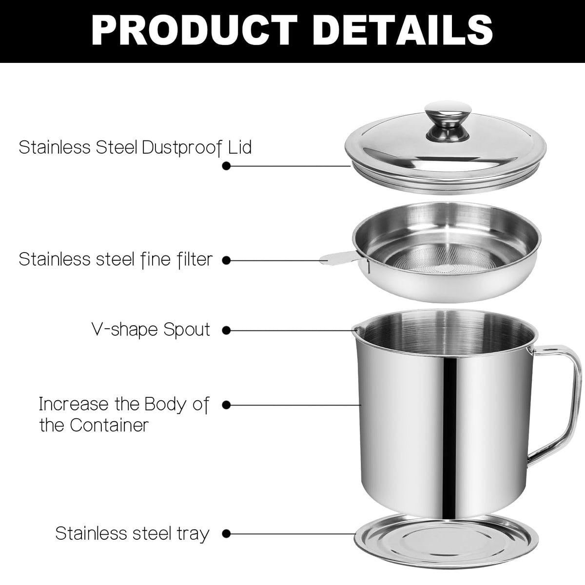 GOLF kitchen oil container with curved handle provides a comfortable grip.