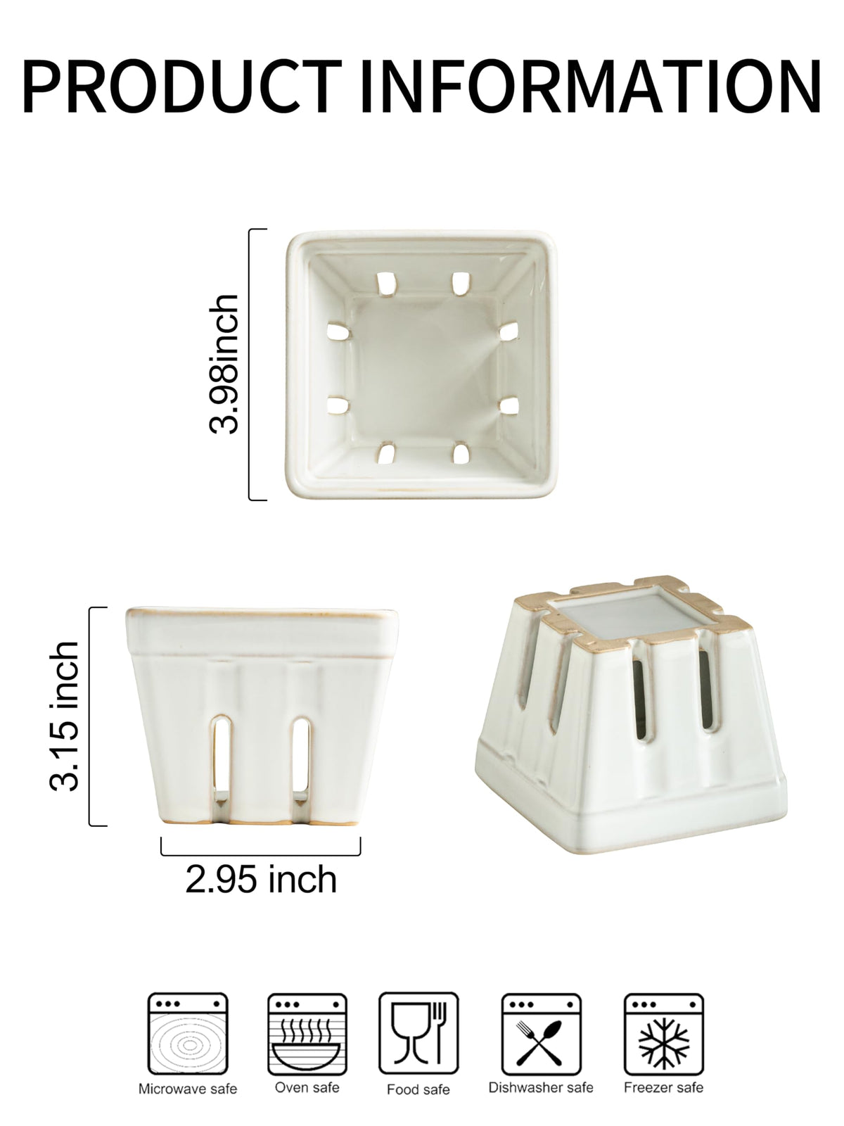 Gomakren ceramic berry basket side-hole design enhances airflow for longer berry freshness.