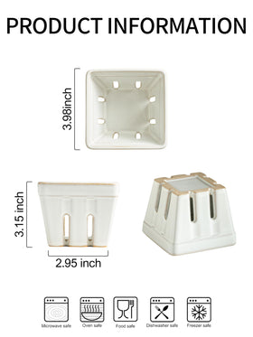 Gomakren ceramic berry basket side-hole design enhances airflow for longer berry freshness.