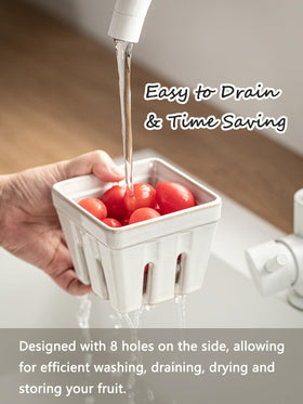 Gomakren ceramic berry basket stackable design saves cabinet space.