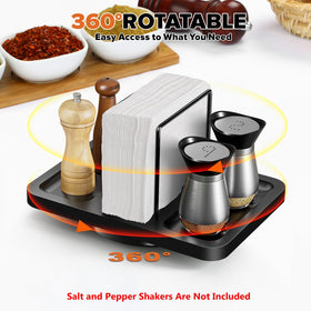 Gomyrod 360-degree spin napkin holder keeping condiments within reach for gatherings