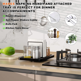 Gomyrod bamboo-base napkin dispenser stabilizes on tables with soft cushion feet
