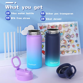 Gonfoam bottle with vacuum insulation keeps beverages cold for long school days.