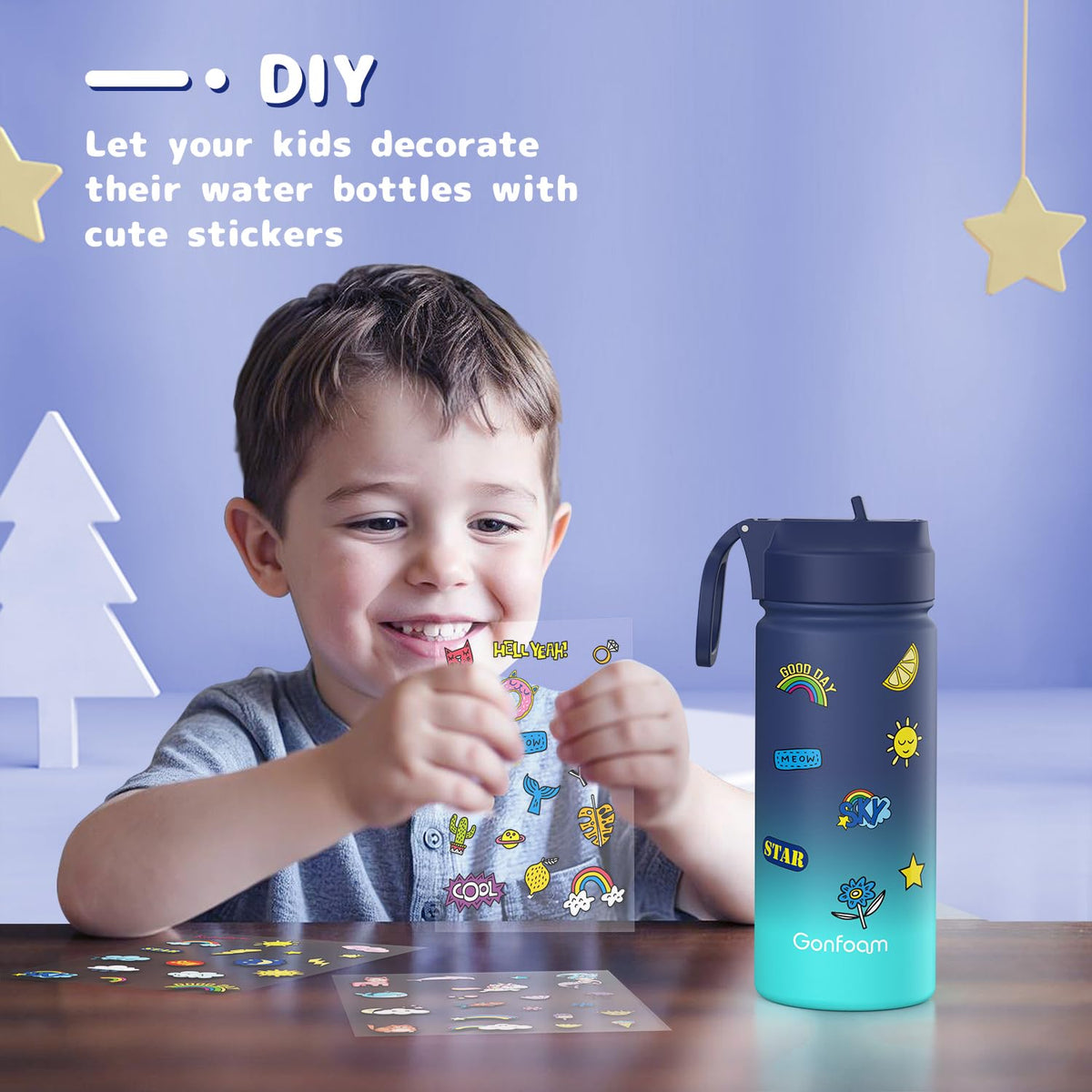 Gonfoam BPA-free lid and straw for safe hydration on the go.