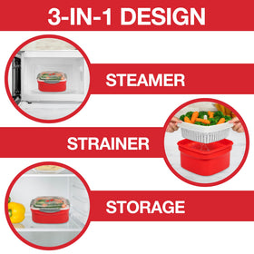 Good Cooking microwave steamer in fridge for easy leftovers