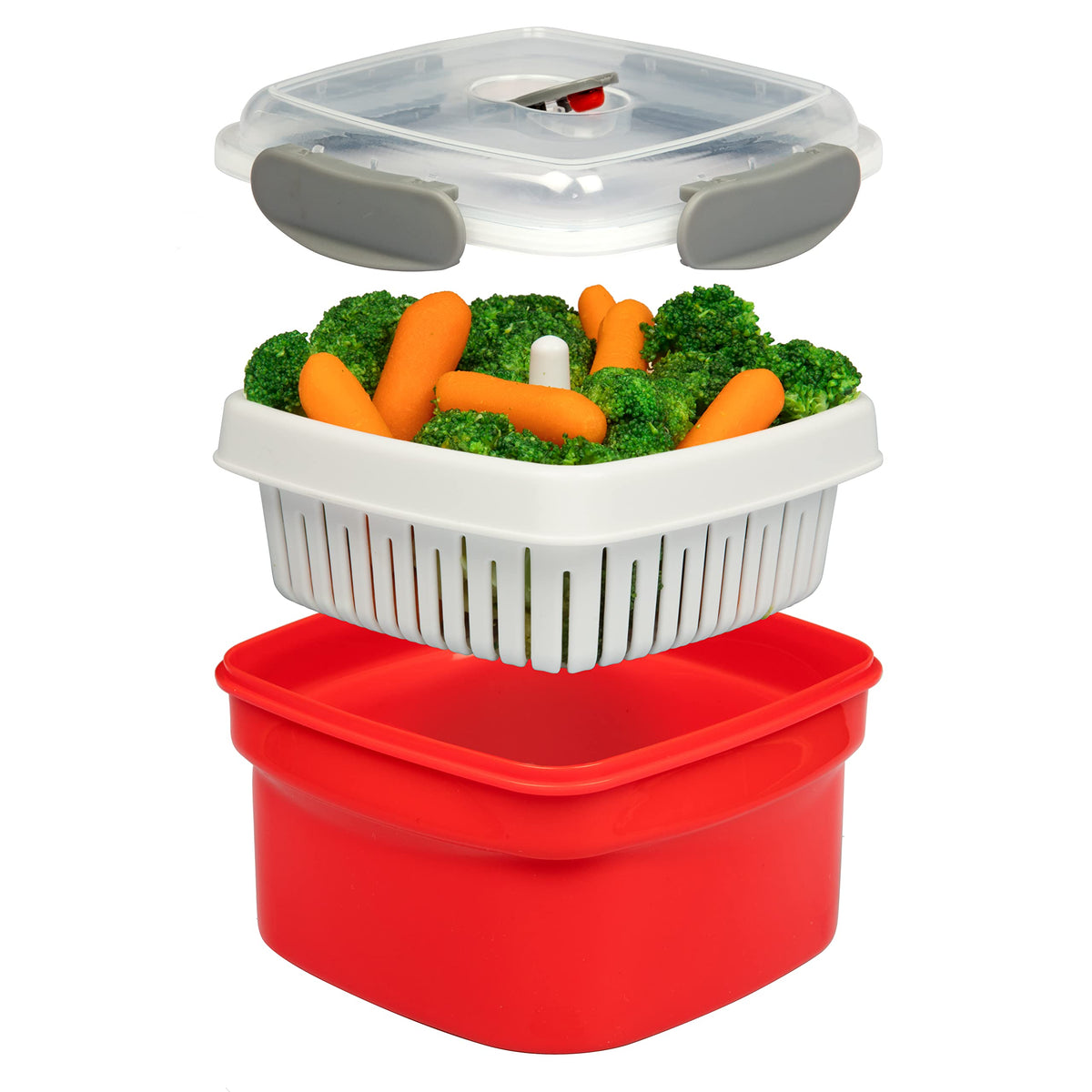 Good Cooking microwave steamer outer bowl ready for quick veggie meals