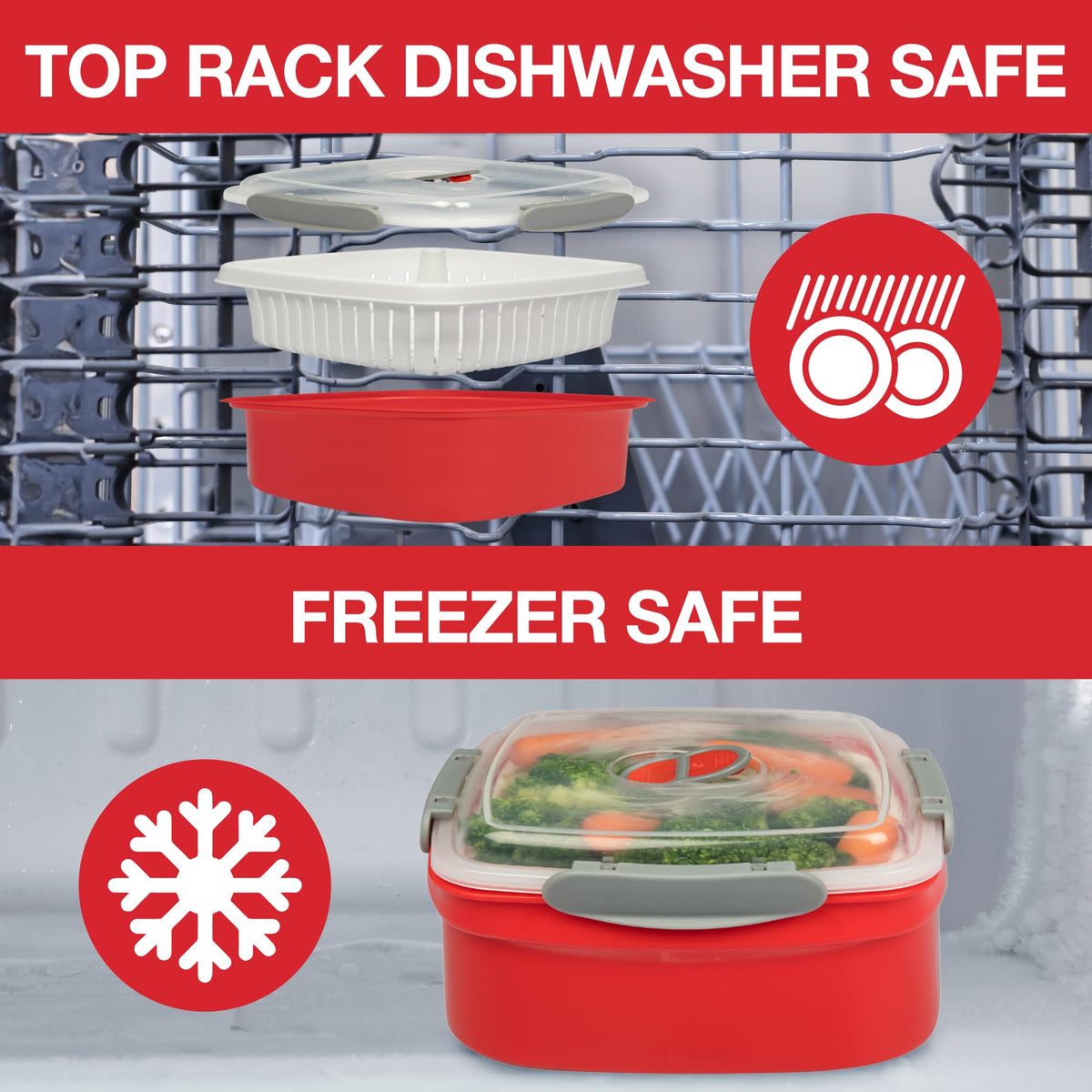 Good Cooking microwave steamer ready to reheat meals directly