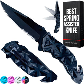 GOOD WORKER pocket knife with serrated folding blade for everyday carry