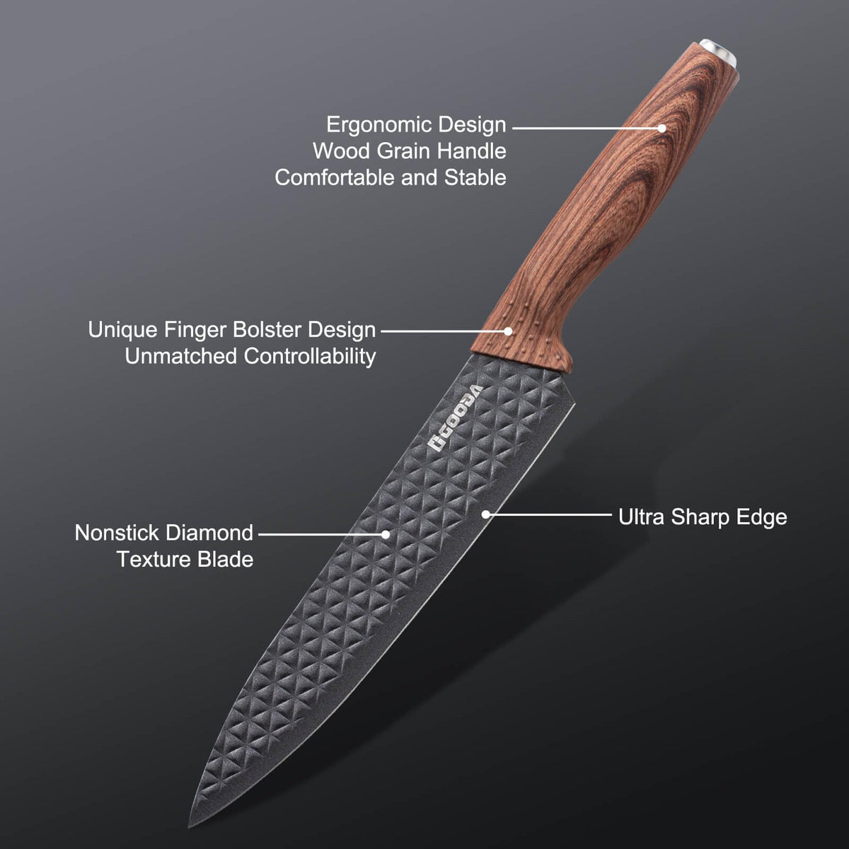 GOODA bread knife 8-inch blade for clean cuts and crust-friendly slicing