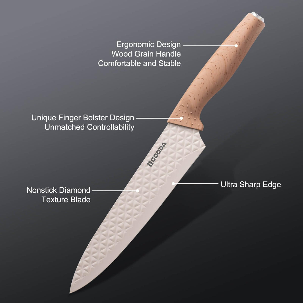 GOODA bread knife for clean crust cuts on fresh bread.