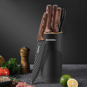 GOODA knife block neatly stores all six blades for easy access