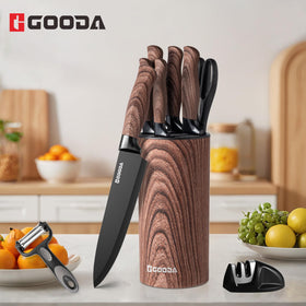 GOODA knife sharpener helps maintain a sharp edge for daily cooking.