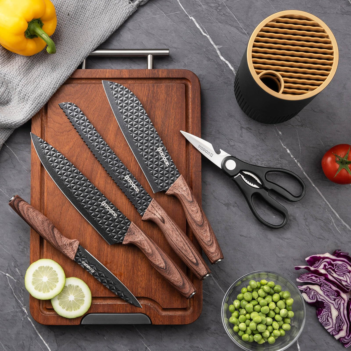 GOODA santoku knife 7-inch compact versatile for mincing and dicing