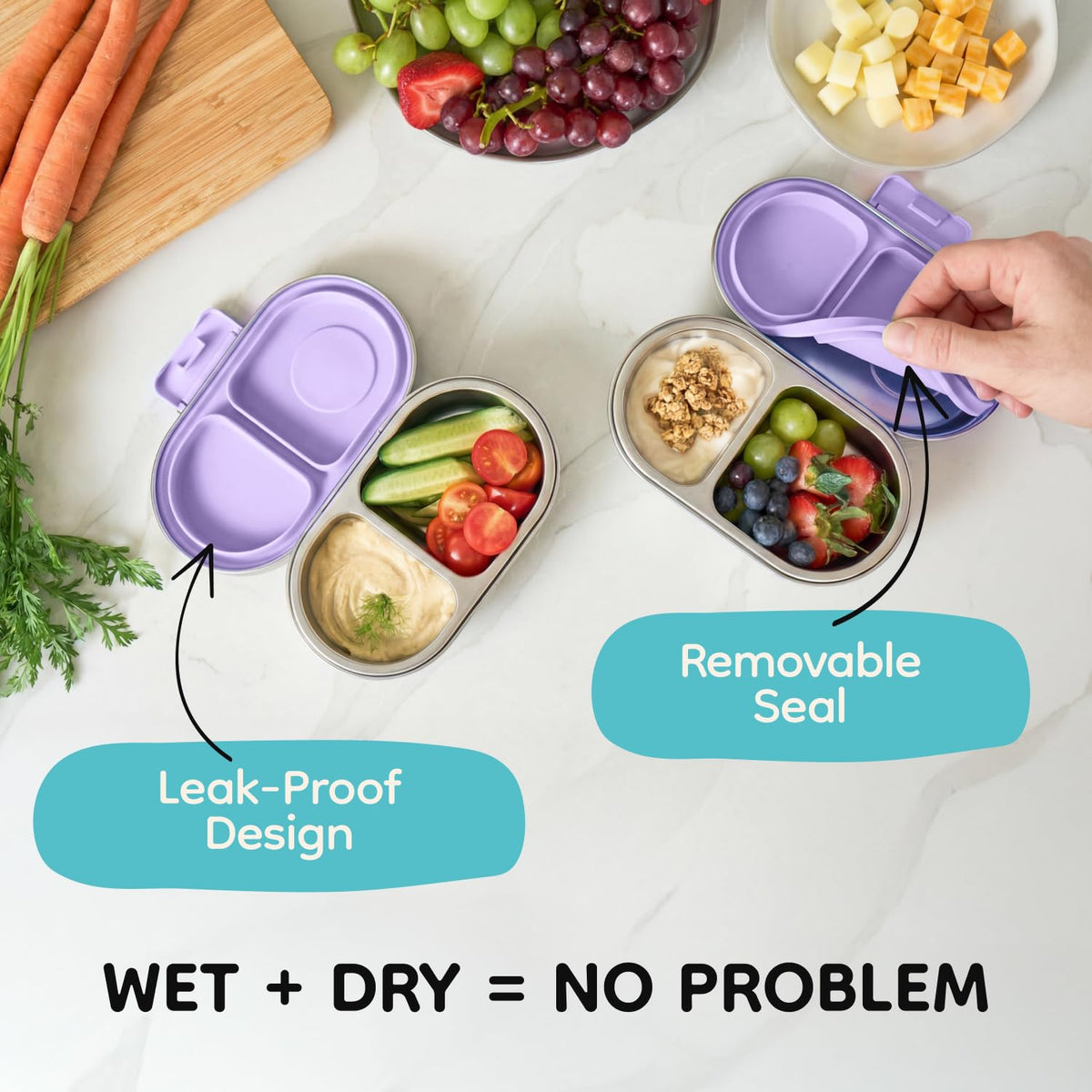 Good Bare easy-open latch makes snack packing quick for kids.