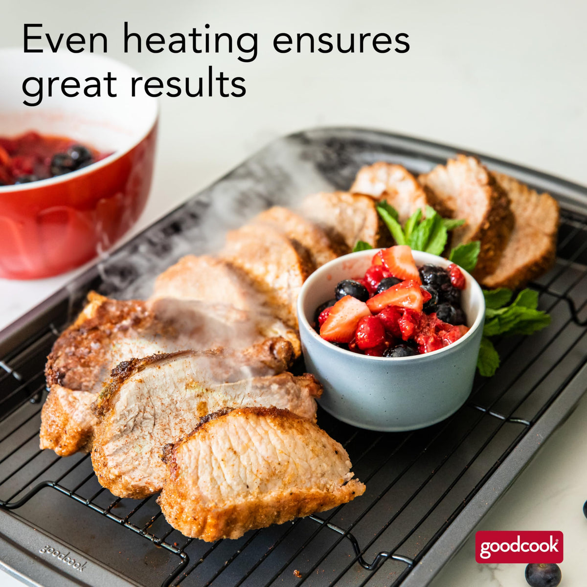 GoodCook 15x10.5 inch bakeware fits standard ovens for family meals.