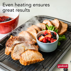 GoodCook 15x10.5 inch bakeware fits standard ovens for family meals.